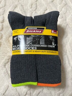 Dickies Black Gray Full Cushioned Soft Cotton Blend Work Socks